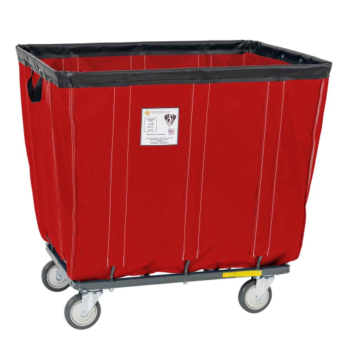 R&B Wire 10 Bushel Fully Sewn Vinyl Basket Truck, All Swivel Casters, Red